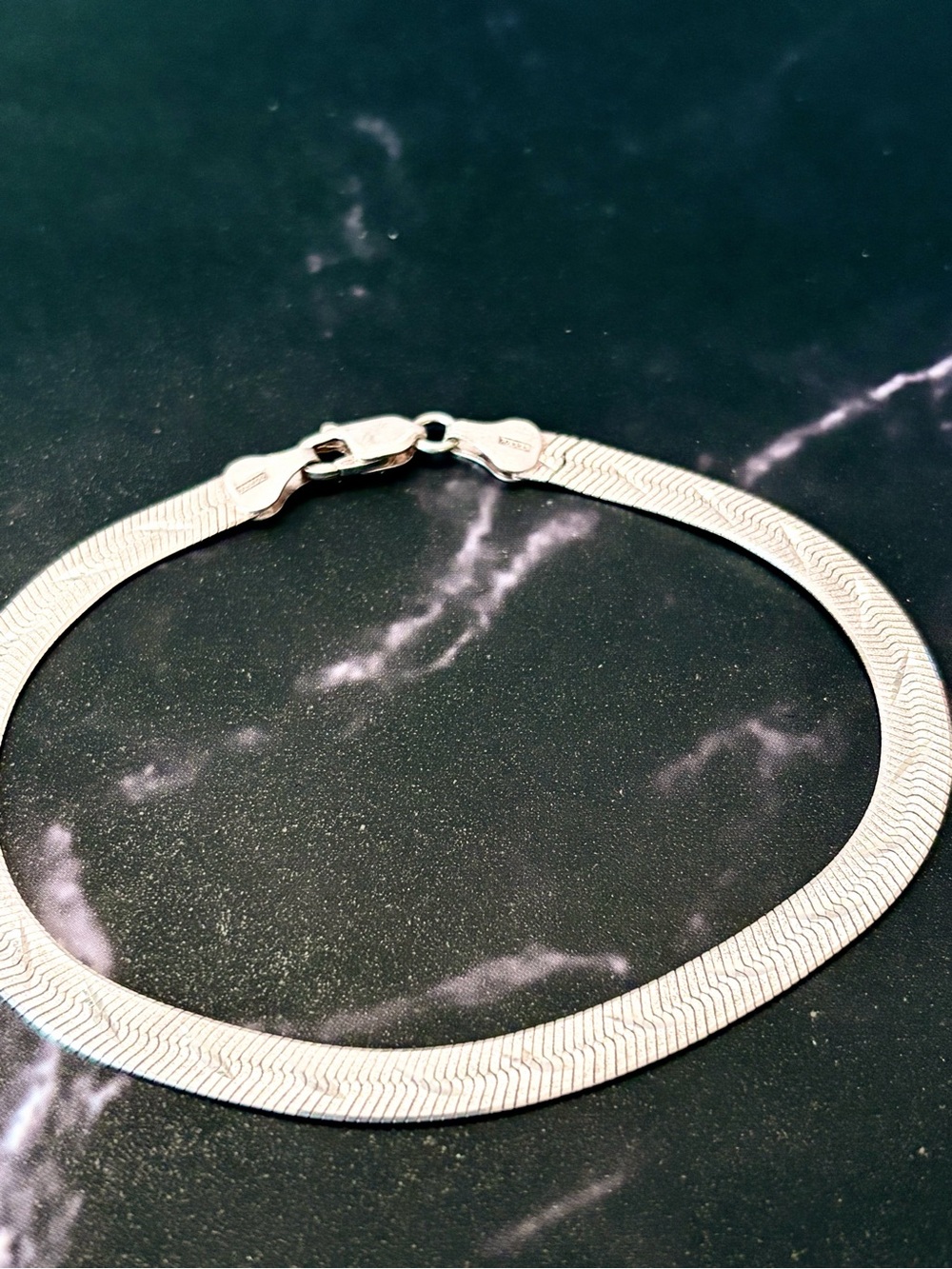 C.O.M.A.R.A Italy 925 Sterling Silver Herringbone Chain Bracelet 8.25in